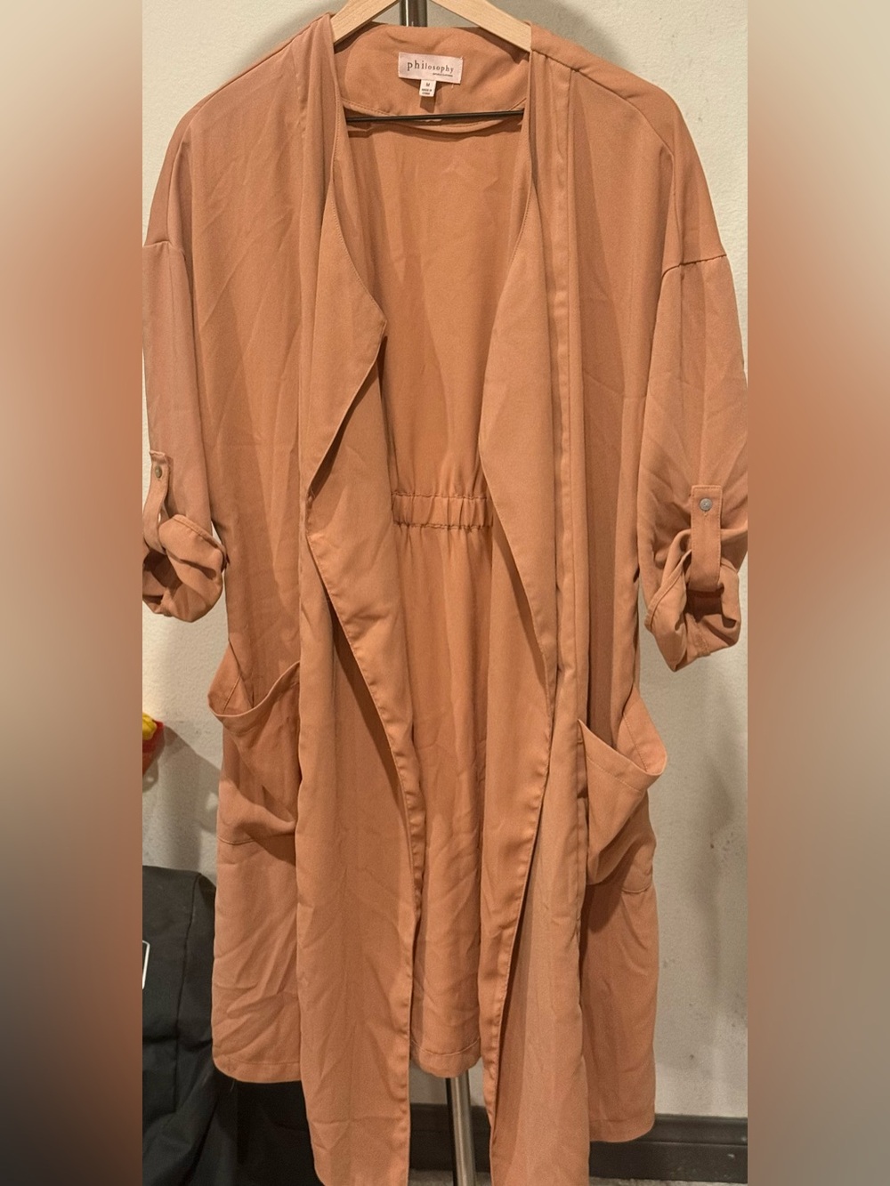 Philosophy Lightweight Rust-Tan Open Front Cardigan